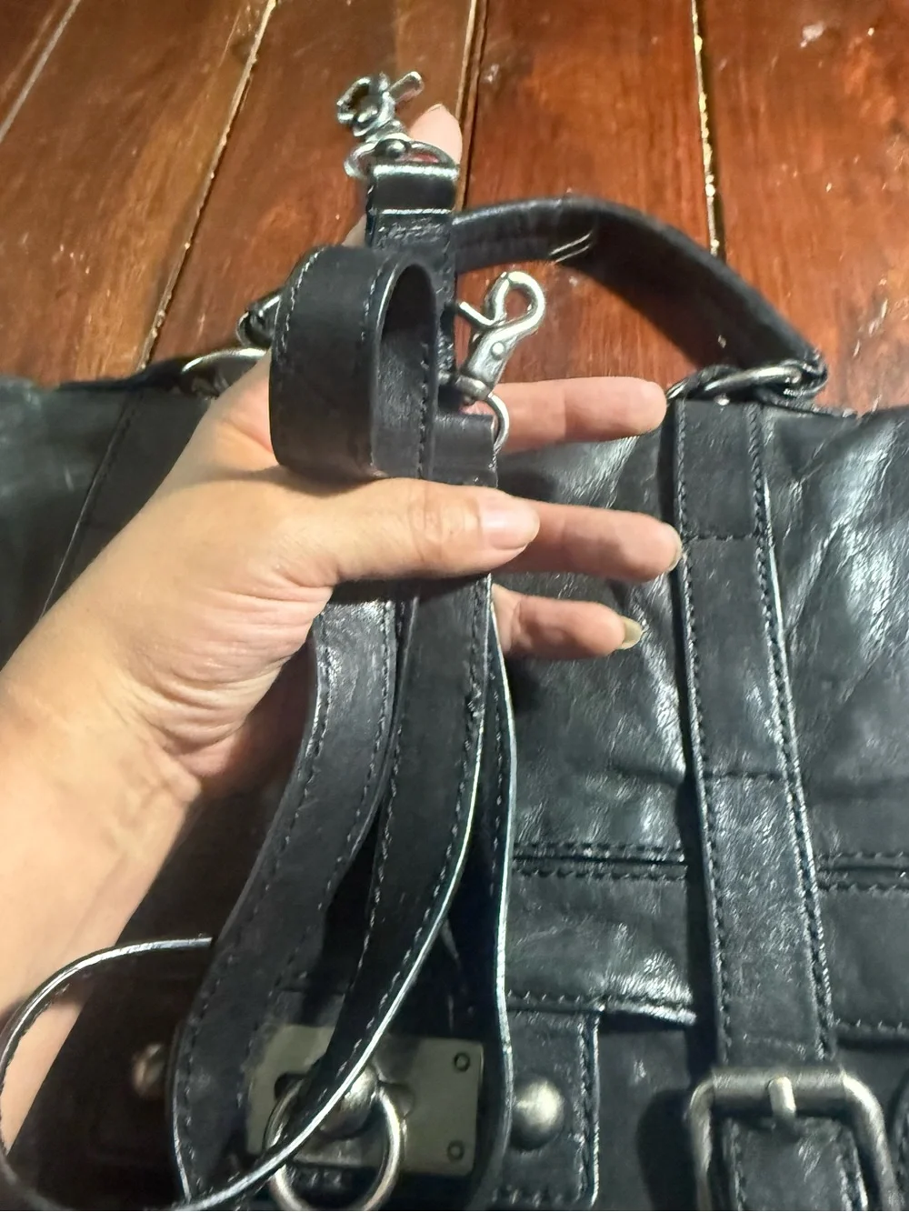 Frye Cameron Leather Satchel Crossbody Handbag Black